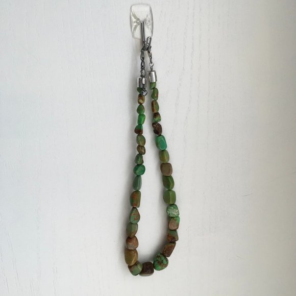 Jay King Vintage Green Turquoise Nugget Necklace Sterling Silver 17" - Picture 5 of 6